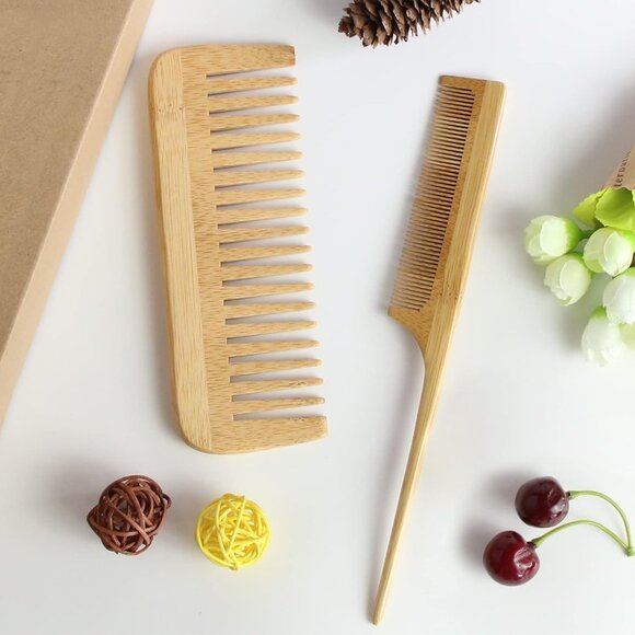 100% Bamboo Hair Brushes and Comb Set by , Comb for Women and Detangling, Great - Picture 6 of 9